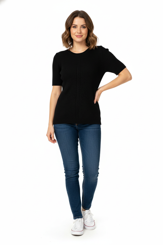 BLUE-GREY Blusa Tejido de Punto Escote Redondo.