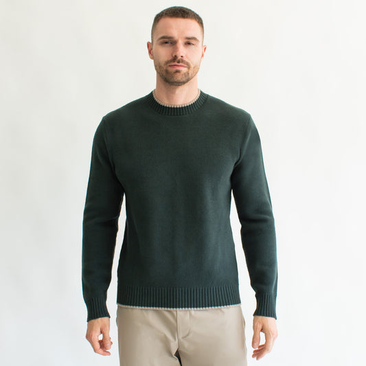 GENERRA Suéter para Hombre Regular Fit – Cuello Redondo, Rib en Contraste 528805