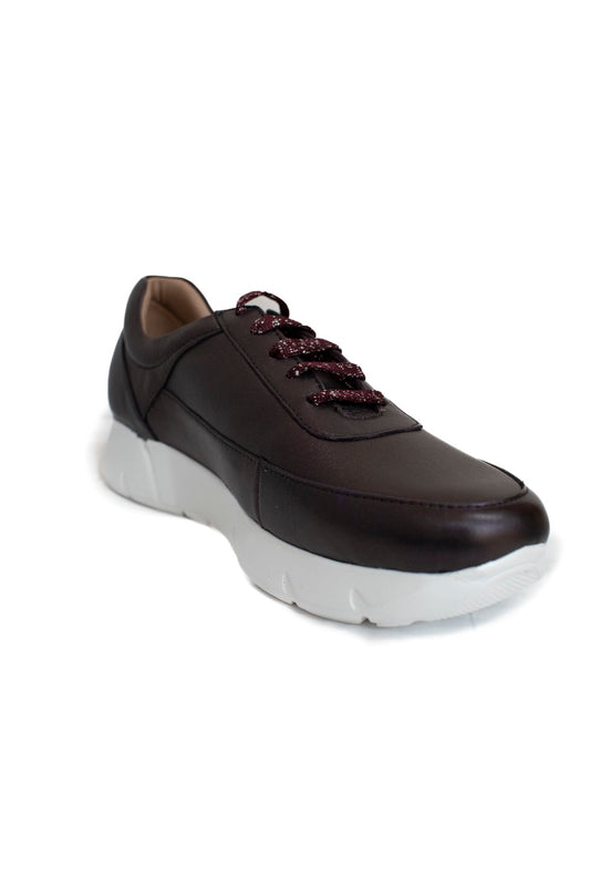 JARKING Tenis Casual para Dama Elaborado en Piel de Borrego Color Fiusha Metálico. 414