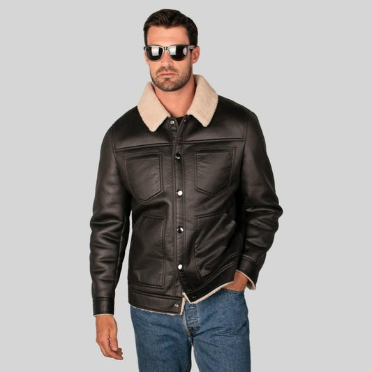 GREENLANDER Chamarra De Gamuza Para Hombre Con Cuello De Sherpa