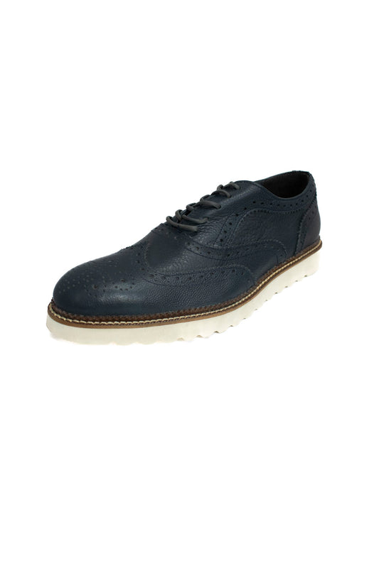 FABIAN ARENAS Zapato Estilo Bostoniano en Piel de Borrego Color Azul 4601