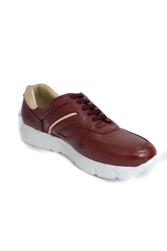 JARKING Tenis casual en Piel de Borrego color vino 405