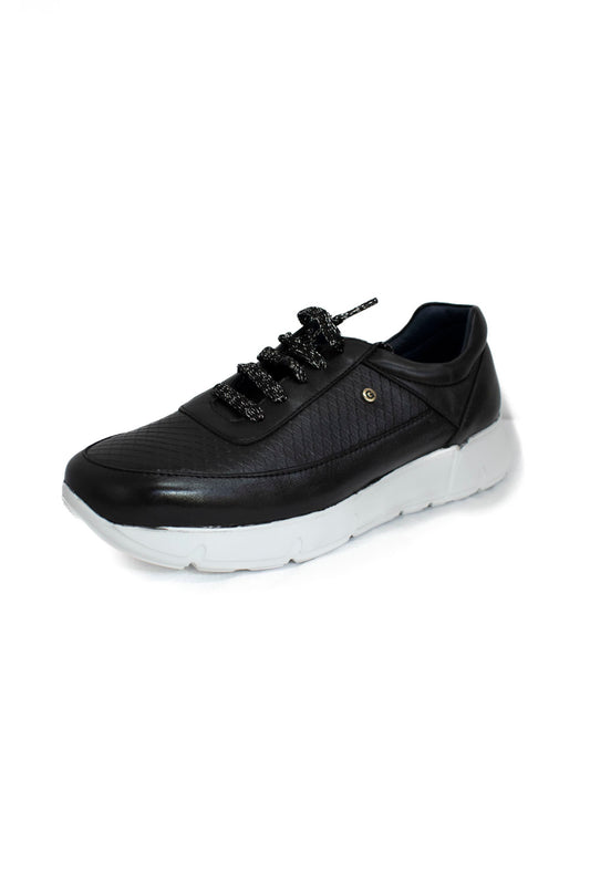 JARKING Tenis casual en Piel de Borrego suave color negro 403