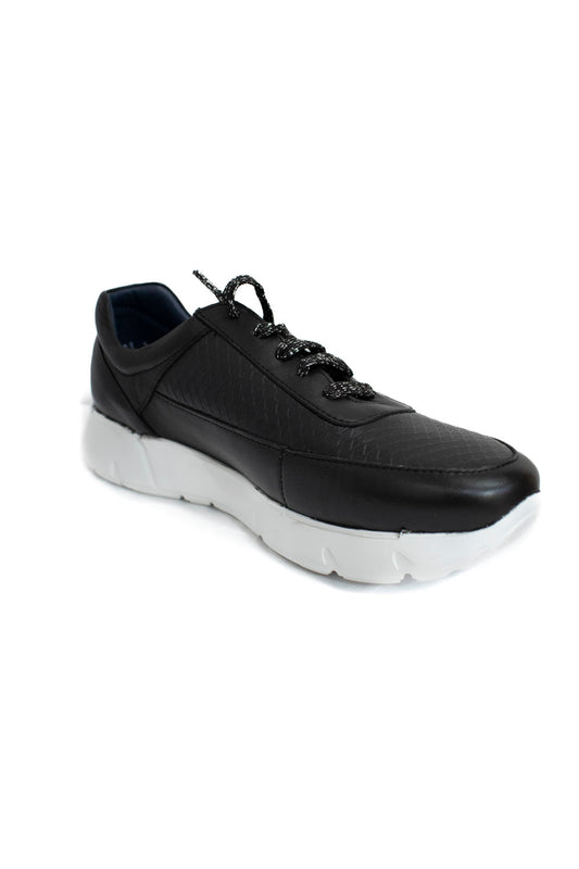 JARKING Tenis casual en Piel de Borrego suave color negro 403