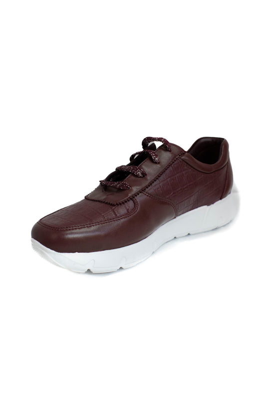 JARKING Tenis casual Piel de Borrego suave color vino 414