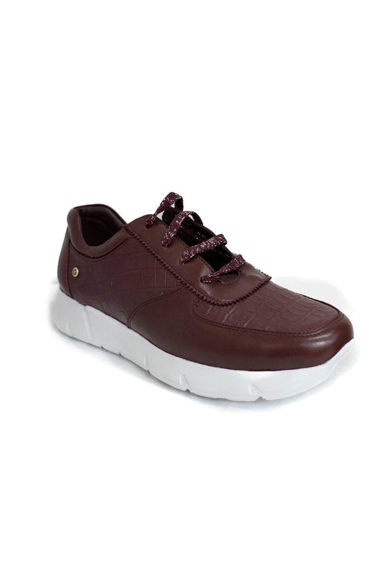 JARKING Tenis casual Piel de Borrego suave color vino 414