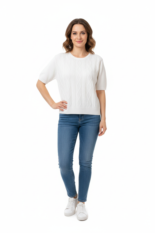 BLUE-GREY Blusa Tejido de Punto Escote Redondo.