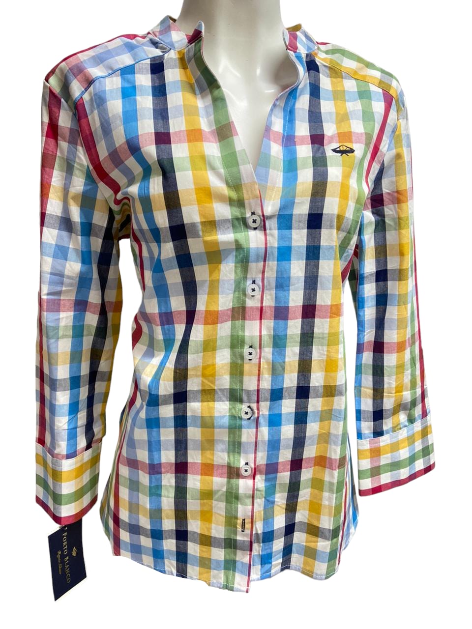 PORTO BLANCO Camisa de cuadros multicolor de dama