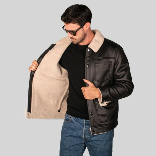 GREENLANDER Chamarra De Gamuza Para Hombre Con Cuello De Sherpa