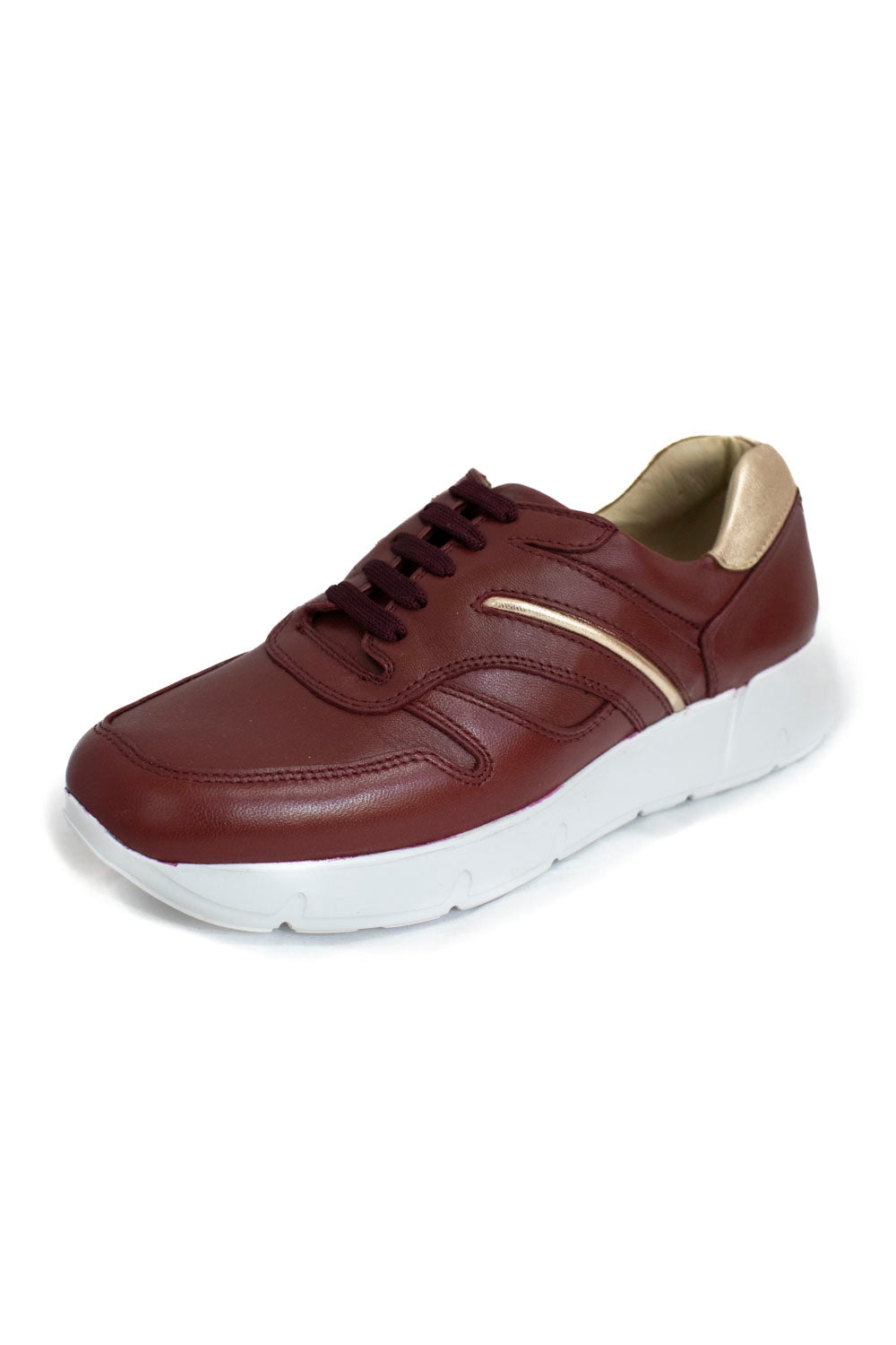 JARKING Tenis casual en Piel de Borrego color vino